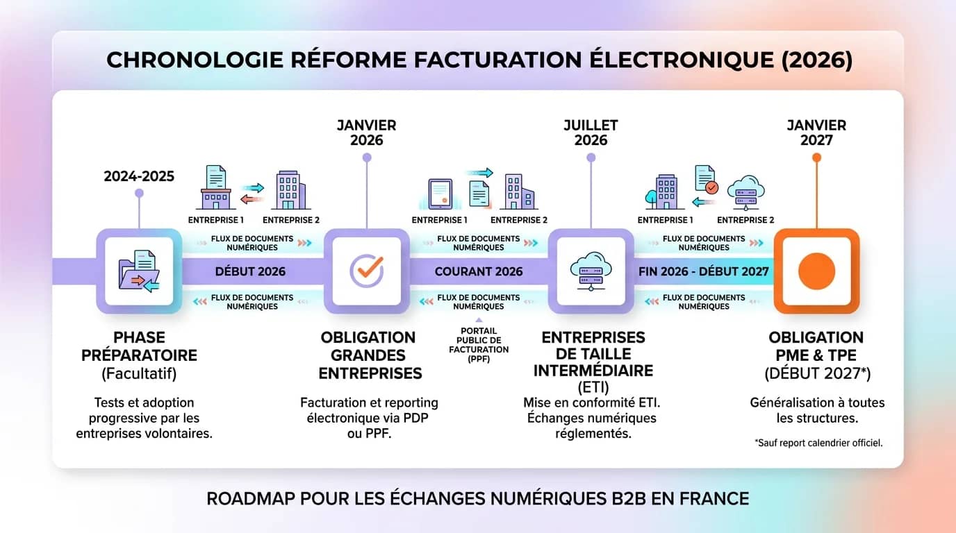 Ecran d'ordinateur affichant un logiciel de facturation electronique avec une facture structuree et un tableau de bord de suivi des paiements