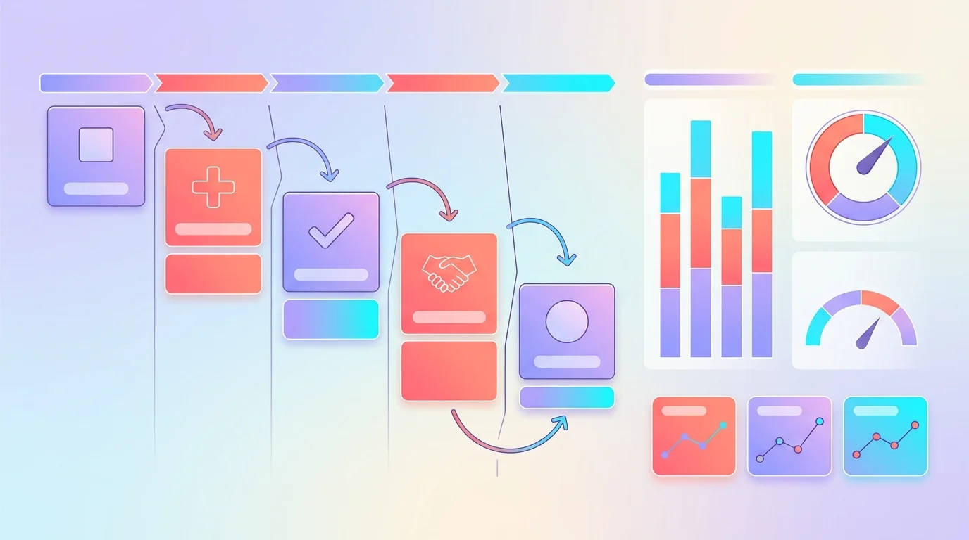 Tableau de bord CRM français avec pipeline commercial et indicateurs de suivi