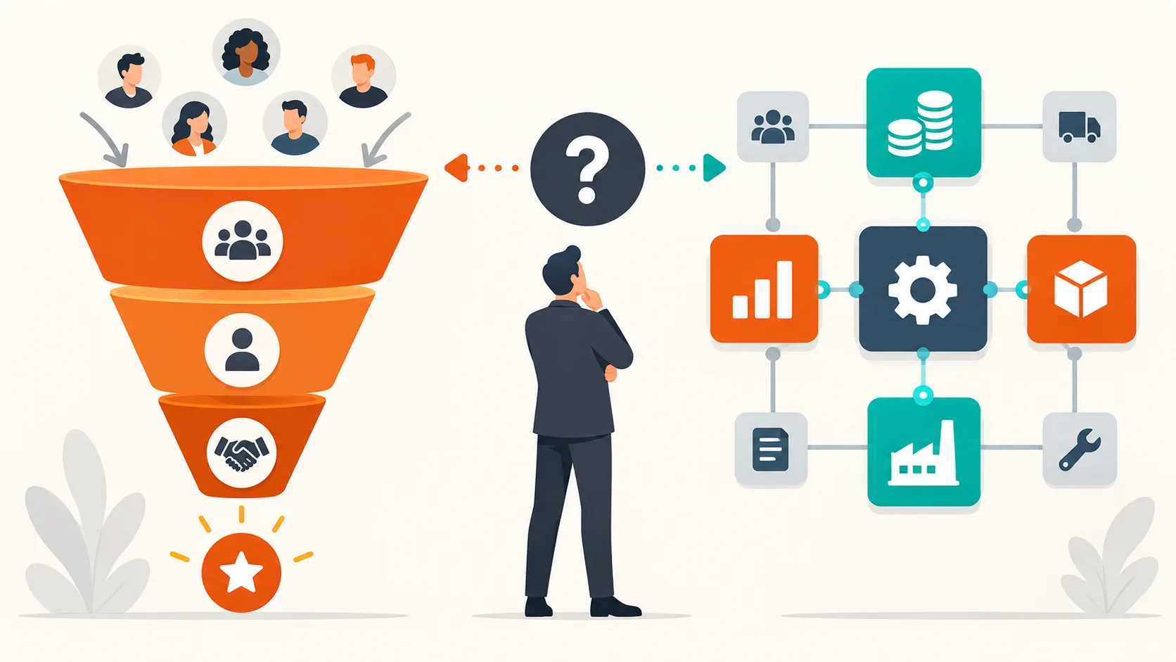 Choix entre un pipeline CRM centré sur les ventes et un ERP reliant plusieurs fonctions de gestion